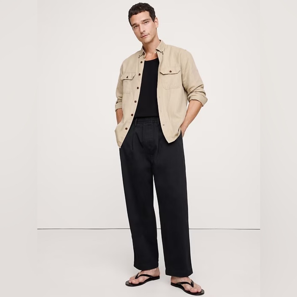 NWT! Banana Republic Black Loose Lightweight Cotton Pull-on Pant - Multiple 🩷